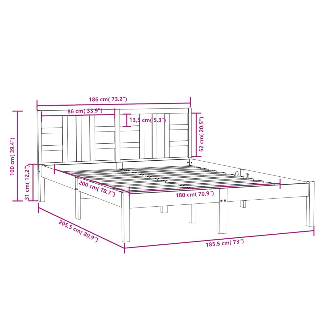 Bed Frame without Mattress 183x203 cm King Solid Wood