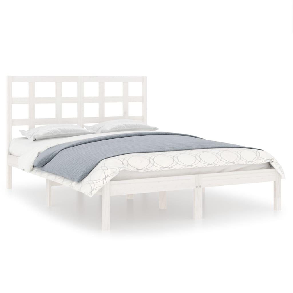 Bed Frame White Solid Wood 135x190 cm 4FT6 Double