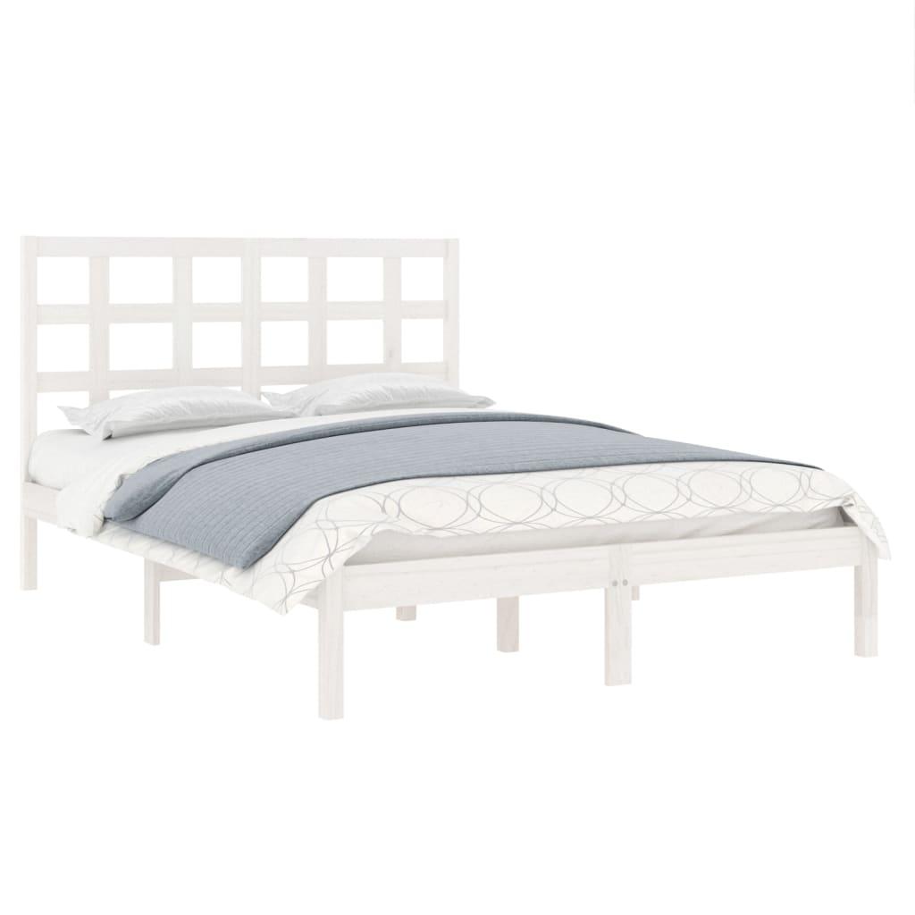 Bed Frame White Solid Wood 135x190 cm 4FT6 Double