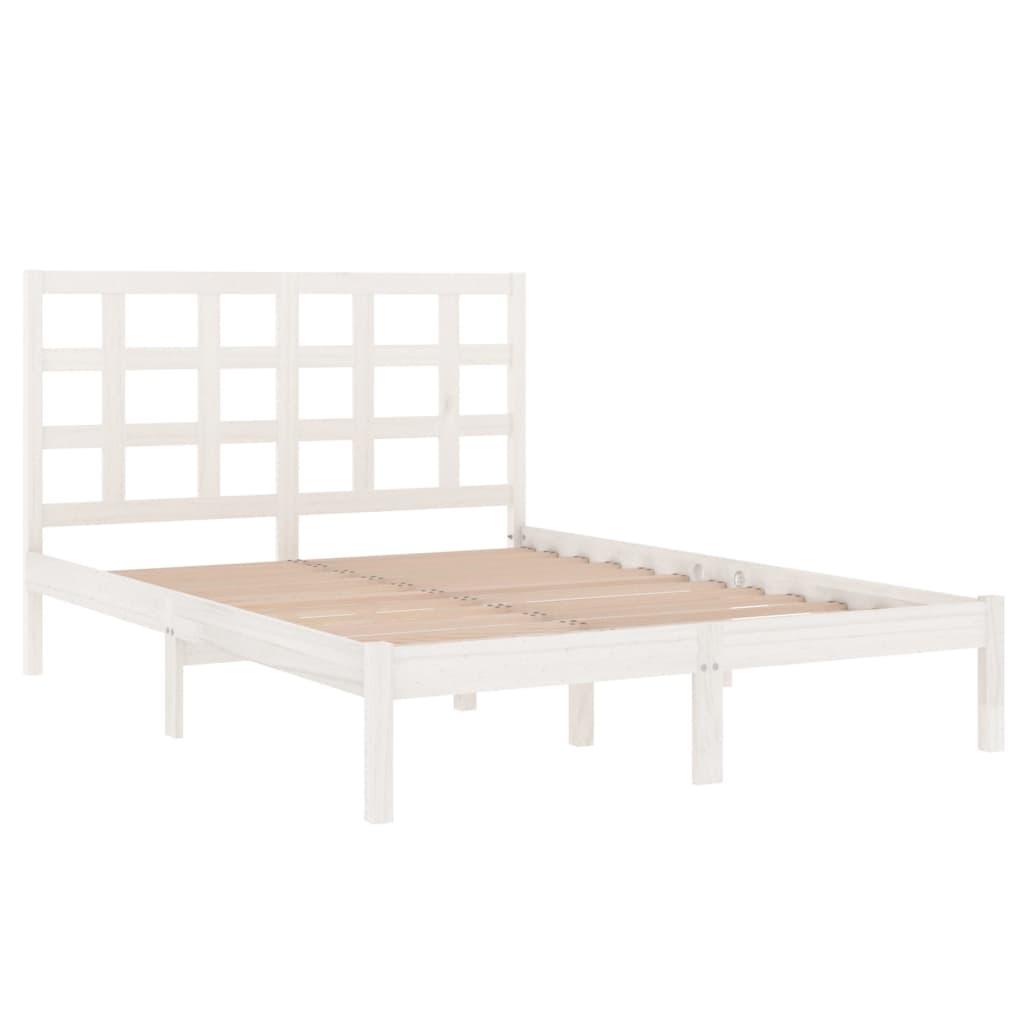 Bed Frame White Solid Wood 135x190 cm 4FT6 Double