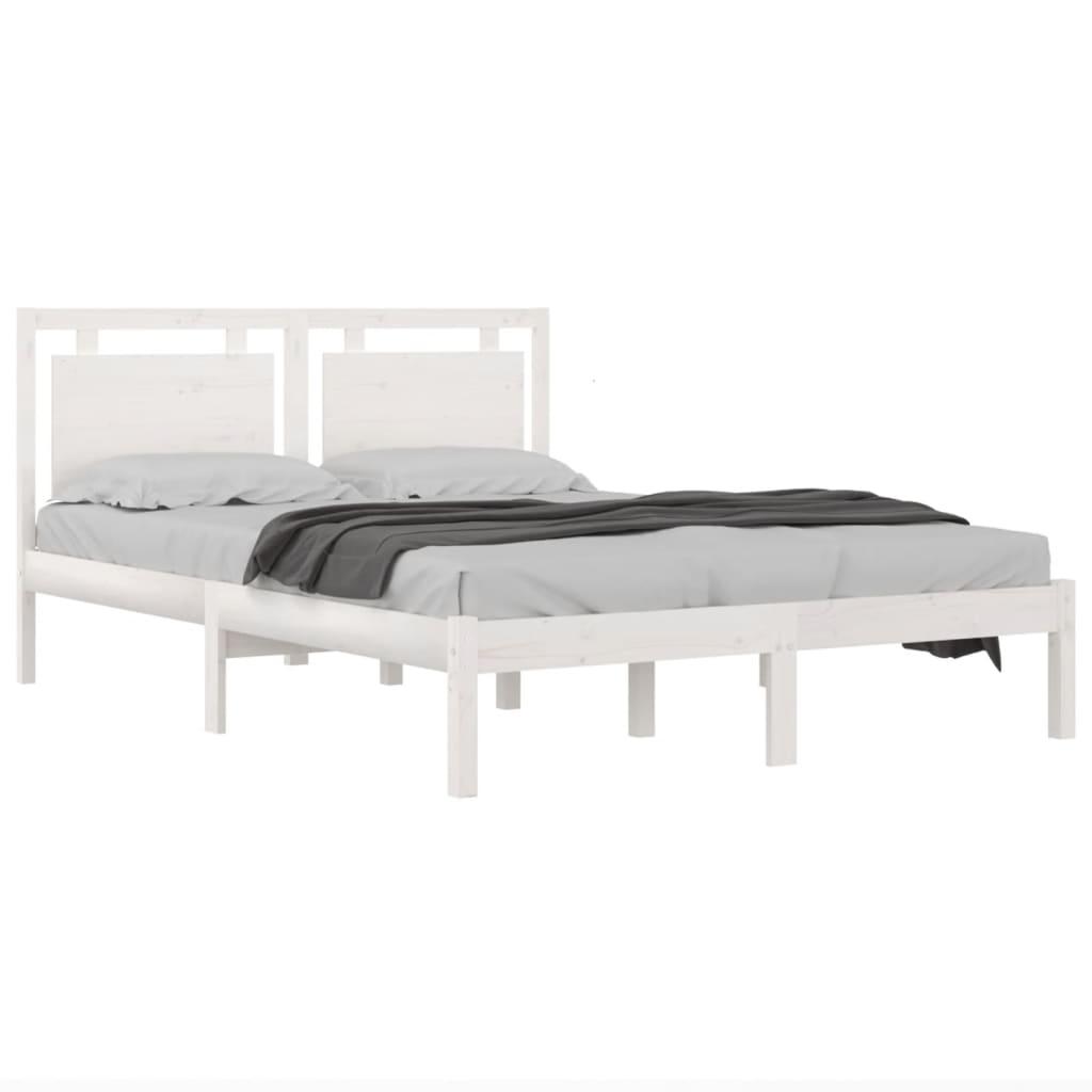 Bed Frame without Mattress White 135x190 cm Solid Wood