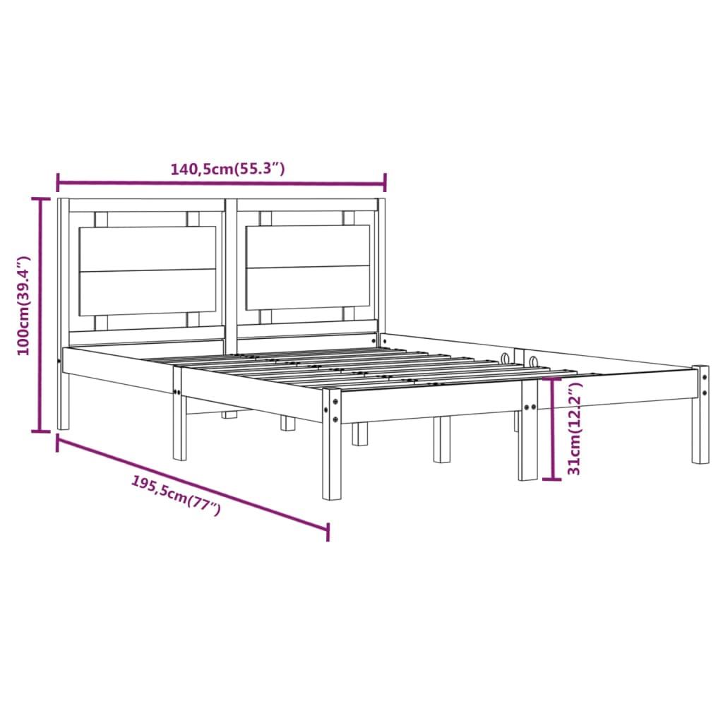 Bed Frame without Mattress White 135x190 cm Solid Wood