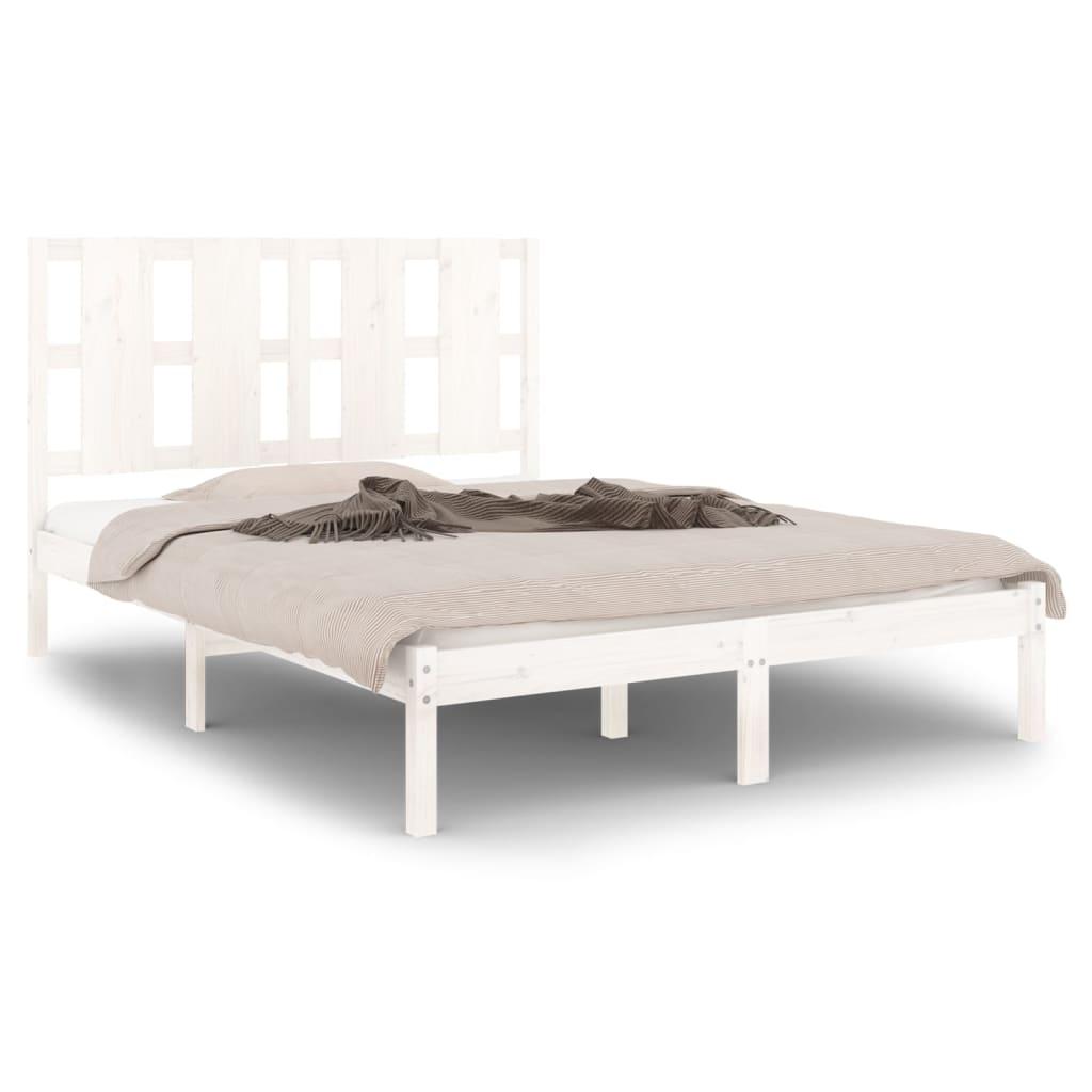 Bed Frame White Solid Wood 135x190 cm 4FT6 Double