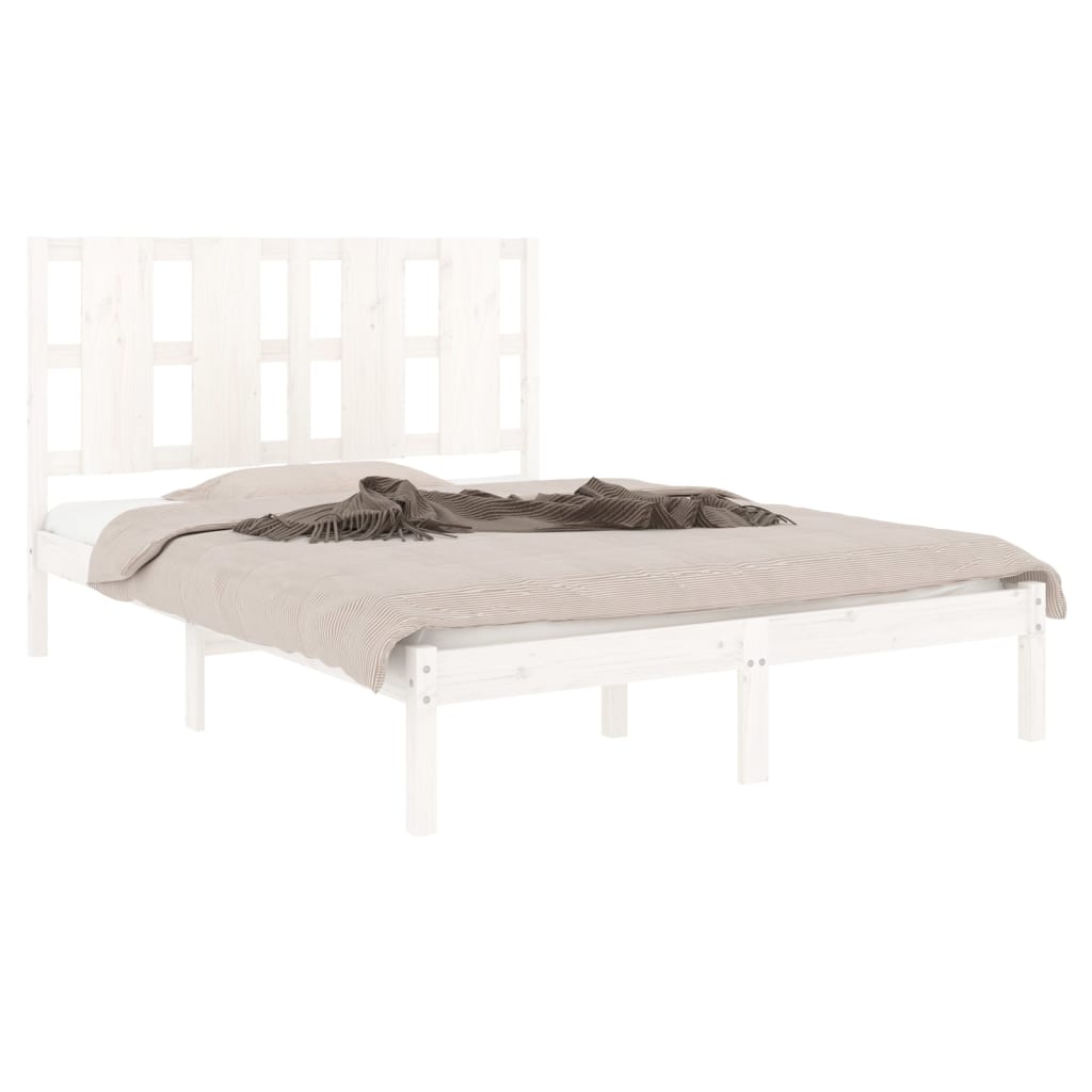 Bed Frame White Solid Wood 135x190 cm 4FT6 Double