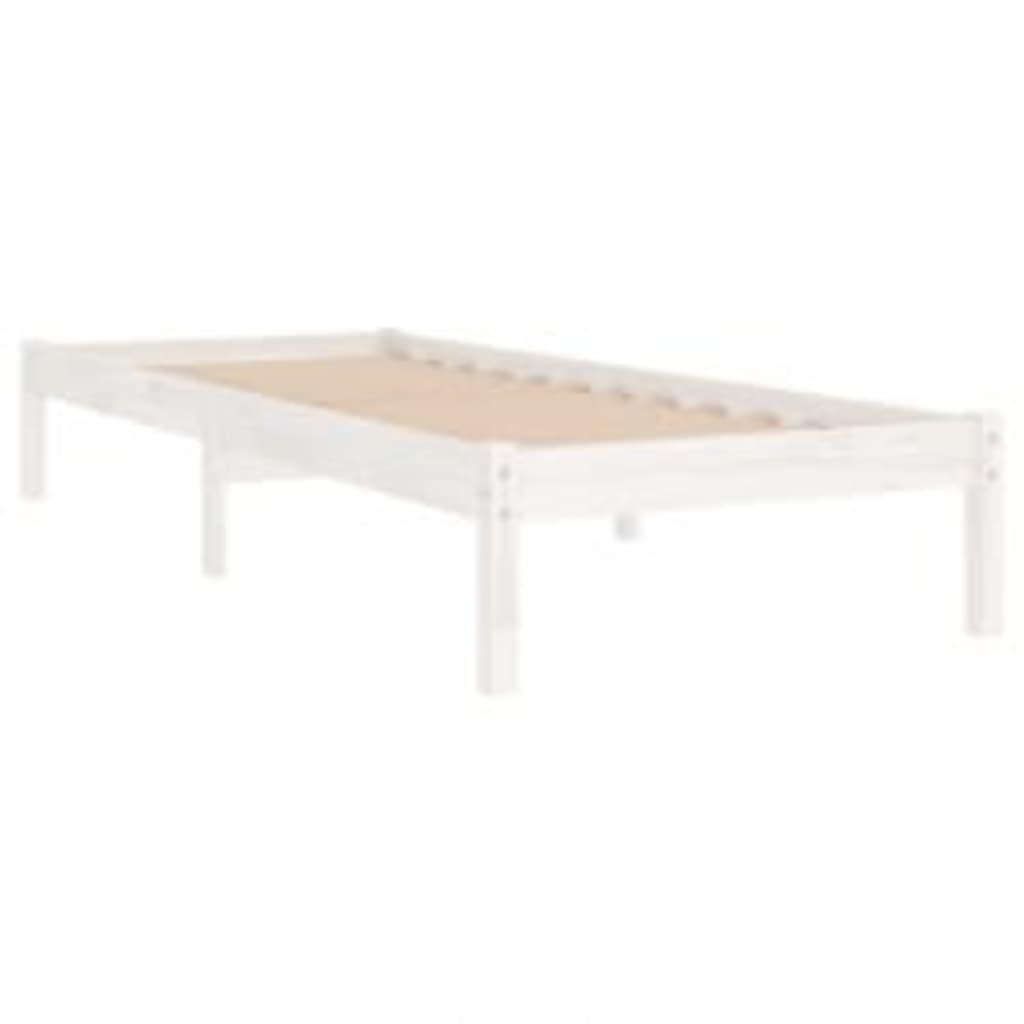 Bed Frame White Solid Wood 90x190 cm 3FT Single