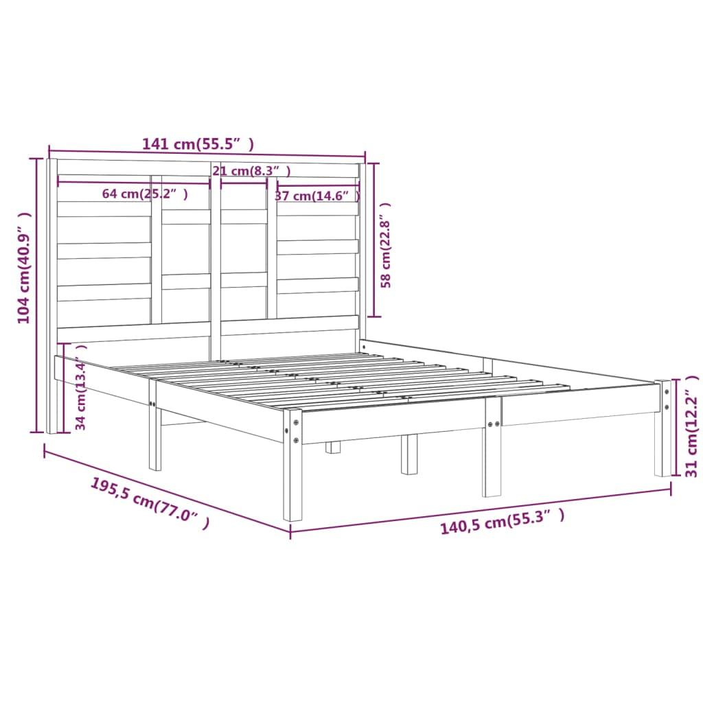 Bed Frame Solid Wood 135x190 cm 4FT6 Double