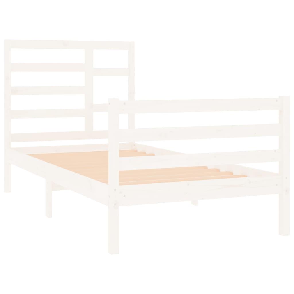 Bed Frame White Solid Wood 90x190 cm 3FT Single