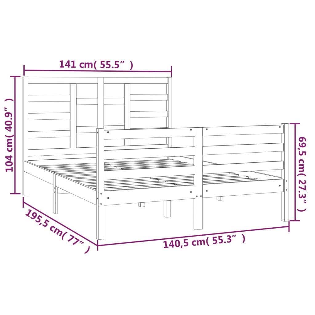 Bed Frame Solid Wood 135x190 cm 4FT6 Double