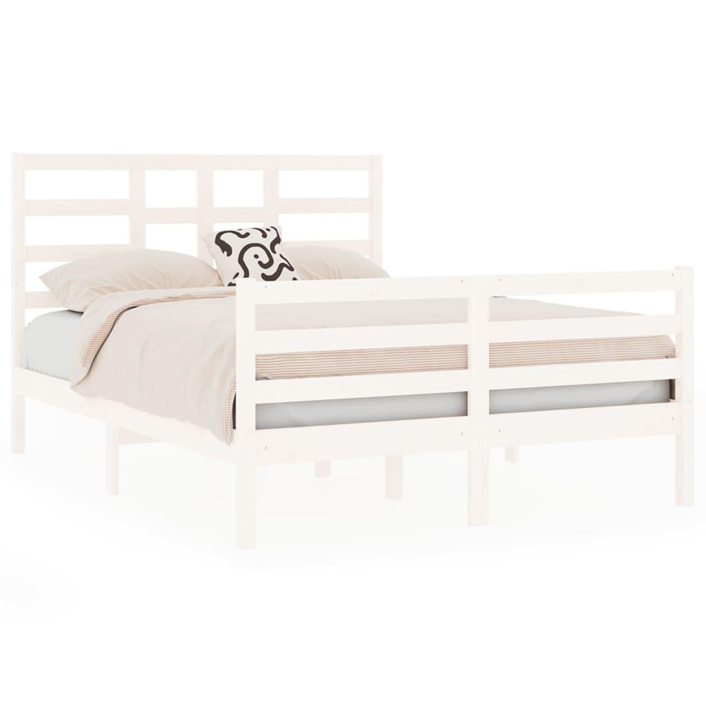 Bed Frame White Solid Wood 135x190 cm 4FT6 Double