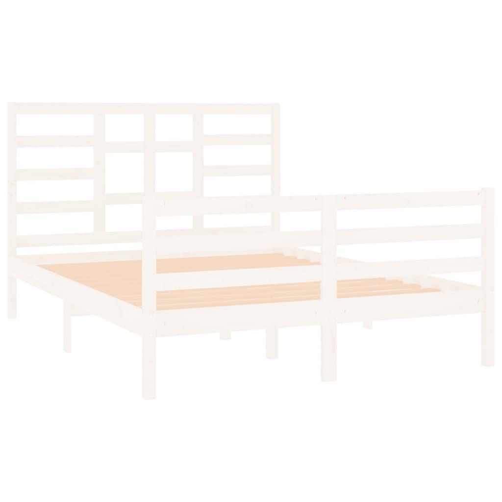 Bed Frame White Solid Wood 135x190 cm 4FT6 Double