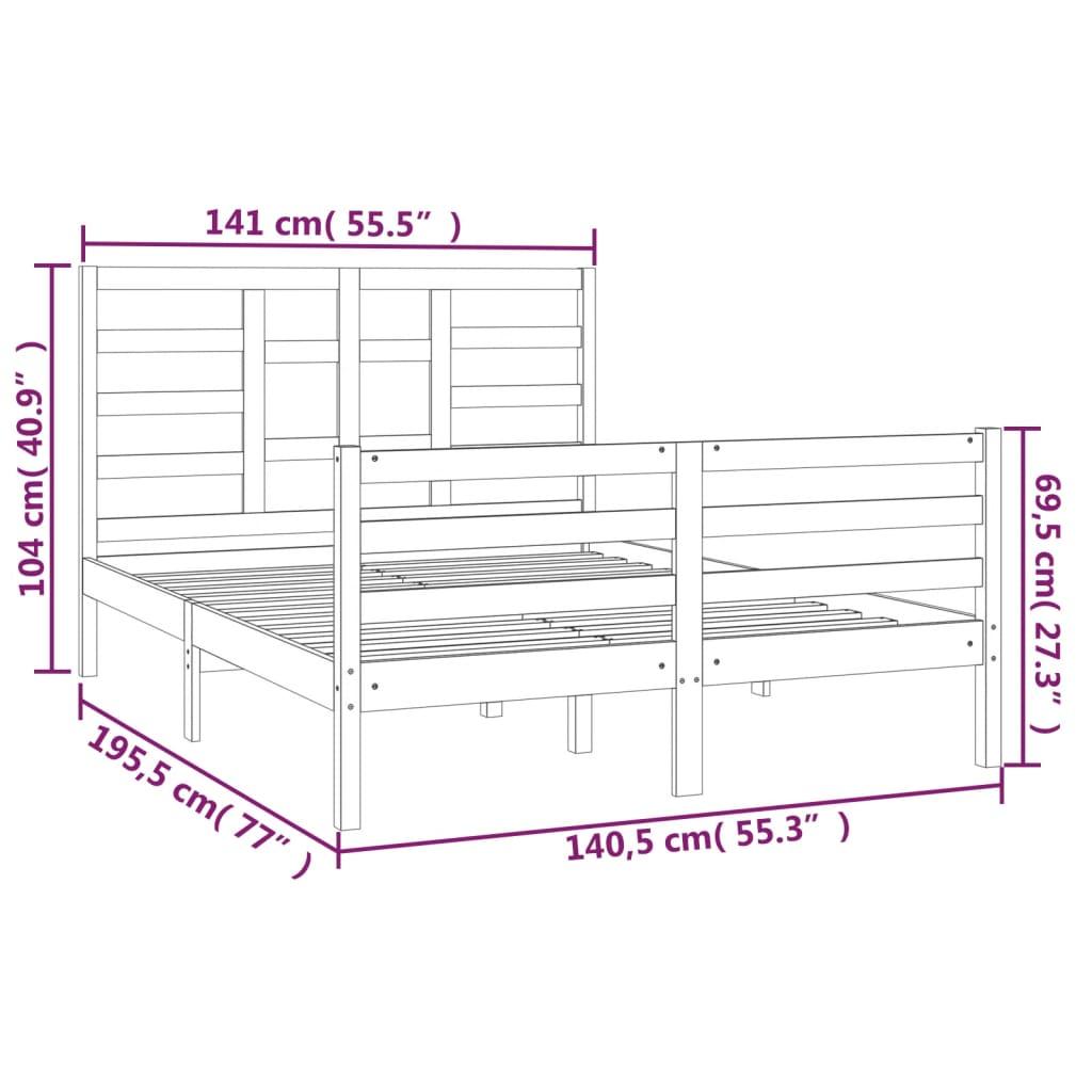 Bed Frame White Solid Wood 135x190 cm 4FT6 Double