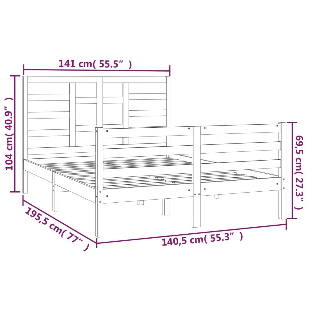 Bed Frame White Solid Wood 135x190 cm 4FT6 Double