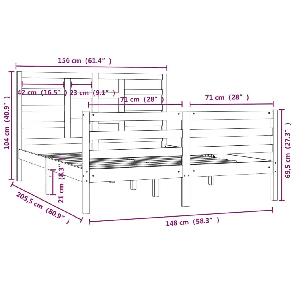 Bed Frame without Mattress Solid Wood 150x200 cm