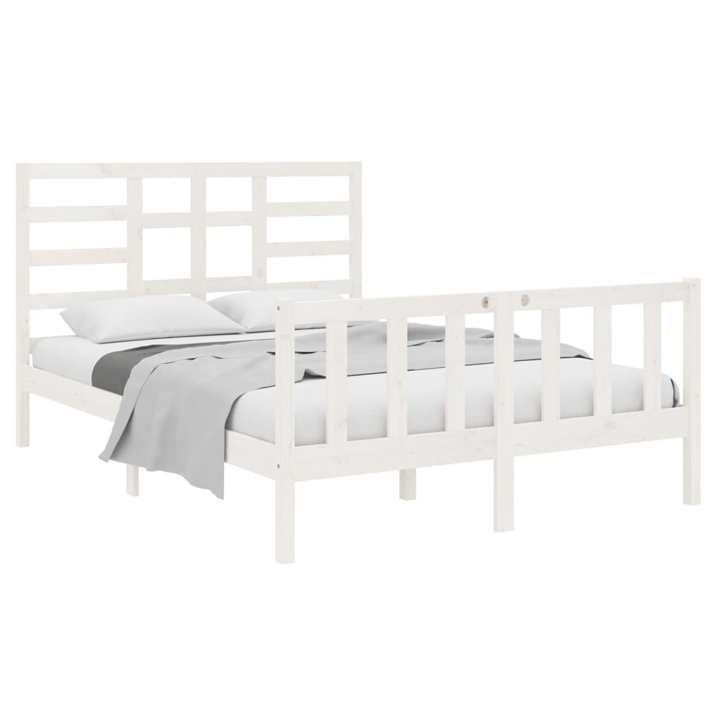 Bed Frame White Solid Wood 135x190 cm 4FT6 Double