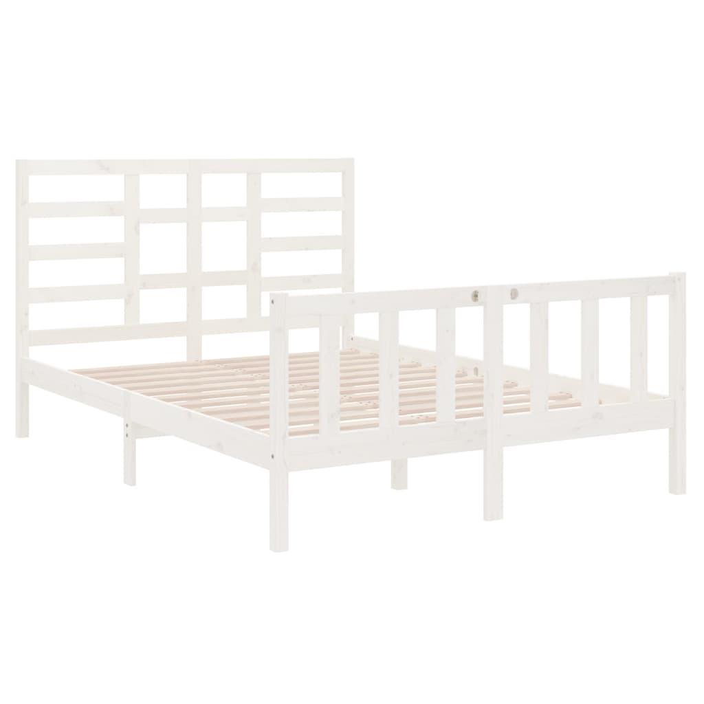 Bed Frame White Solid Wood 135x190 cm 4FT6 Double