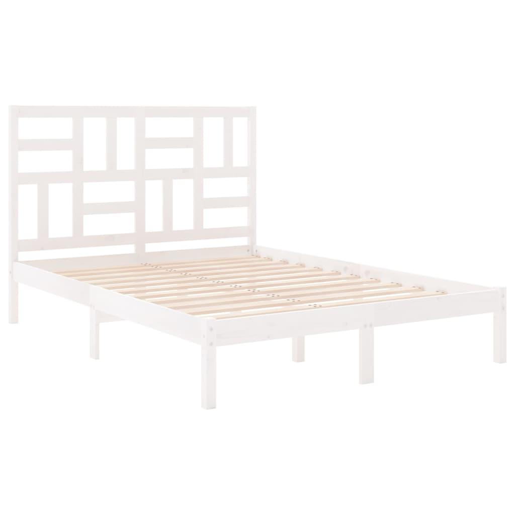 Bed Frame White Solid Wood 135x190 cm 4FT6 Double