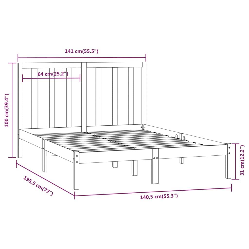 Bed Frame White Solid Wood Pine 135x190 cm 4FT6 Double