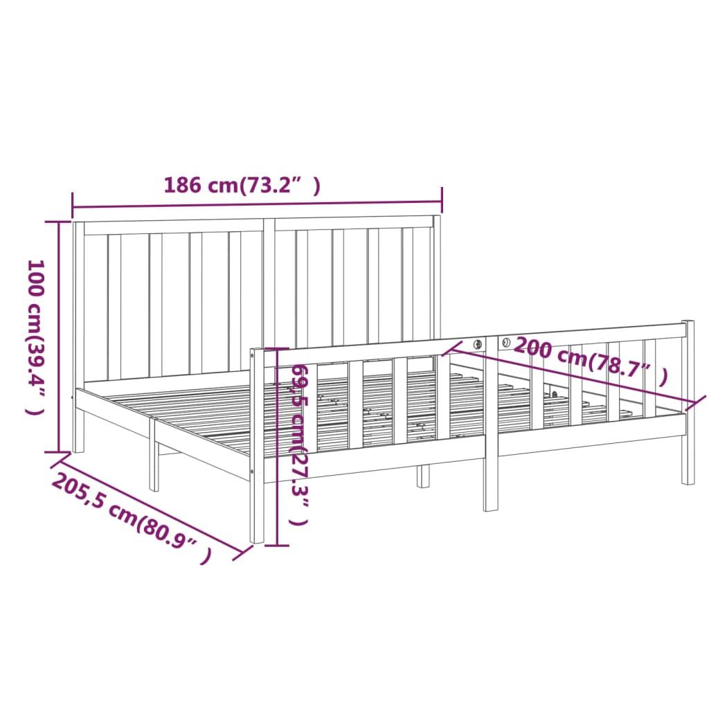 Bed Frame without Mattress 183x203 cm King Solid Wood Pine