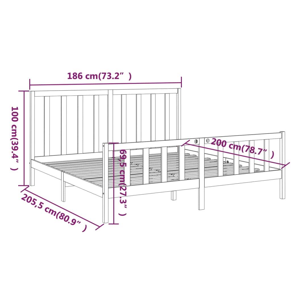 Bed Frame without Mattress White 183x203 cm King Solid Wood Pine