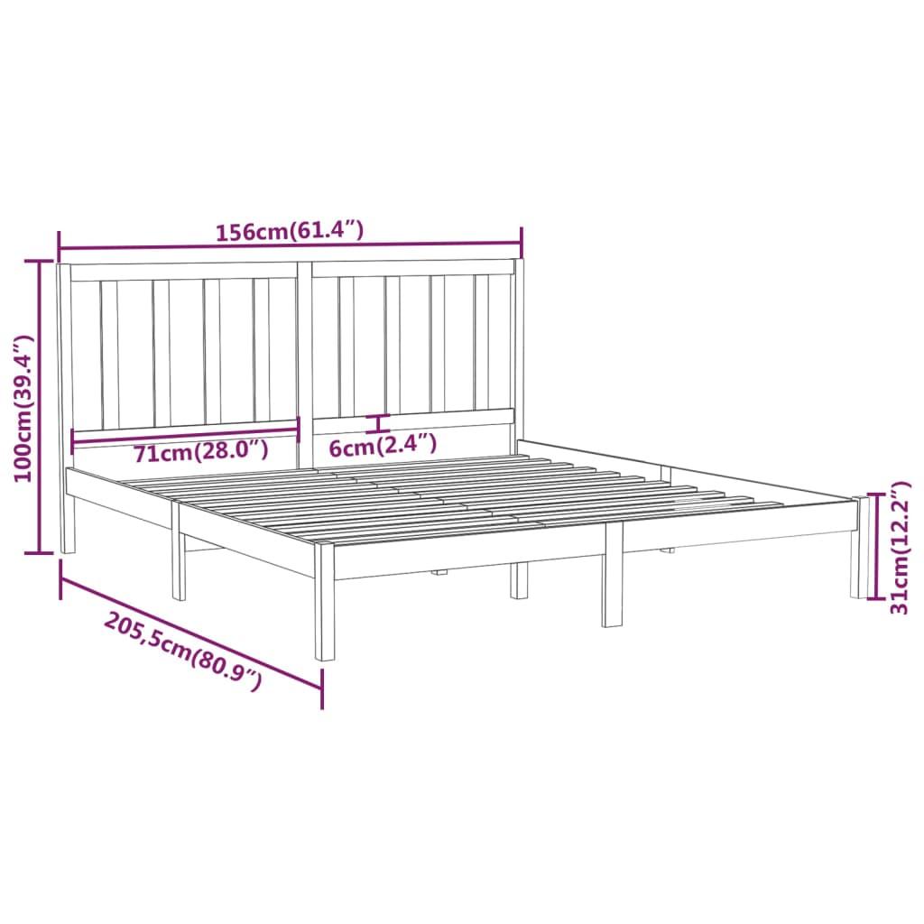 Bed Frame without Mattress 150x200 cm Solid Wood
