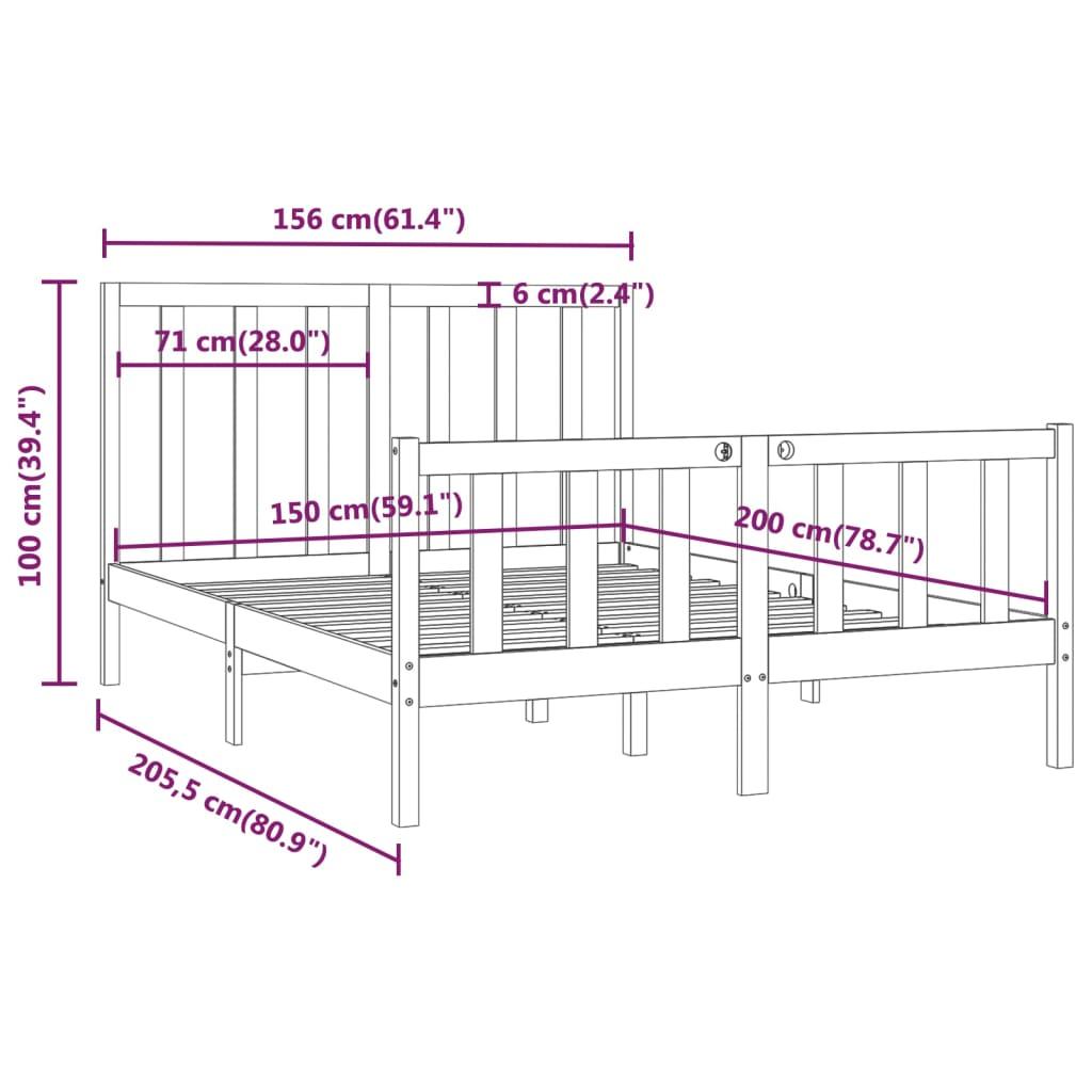 Bed Frame without Mattress 150x200 cm Solid Wood