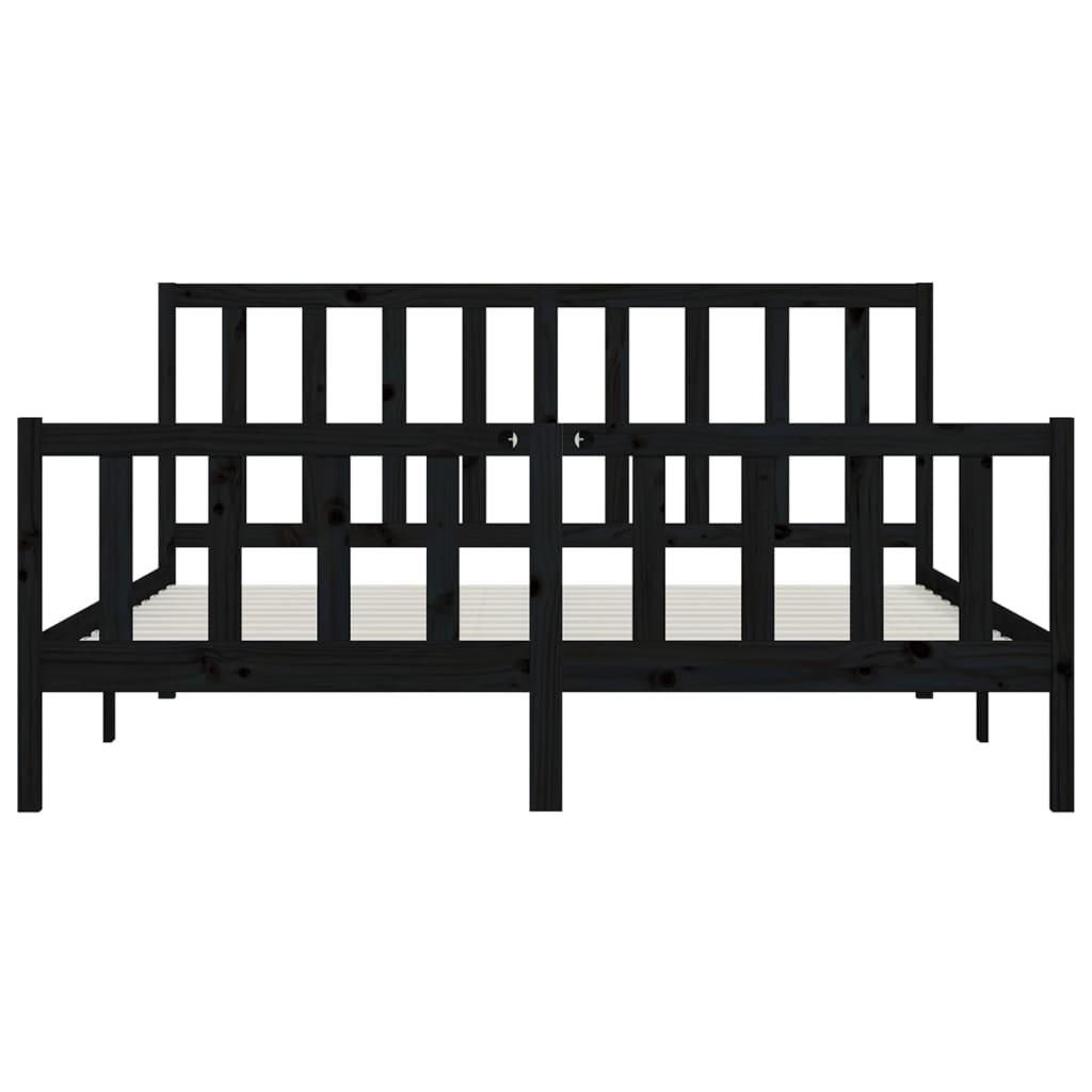 Bed Frame without Mattress Black 183x203 cm King Solid Wood
