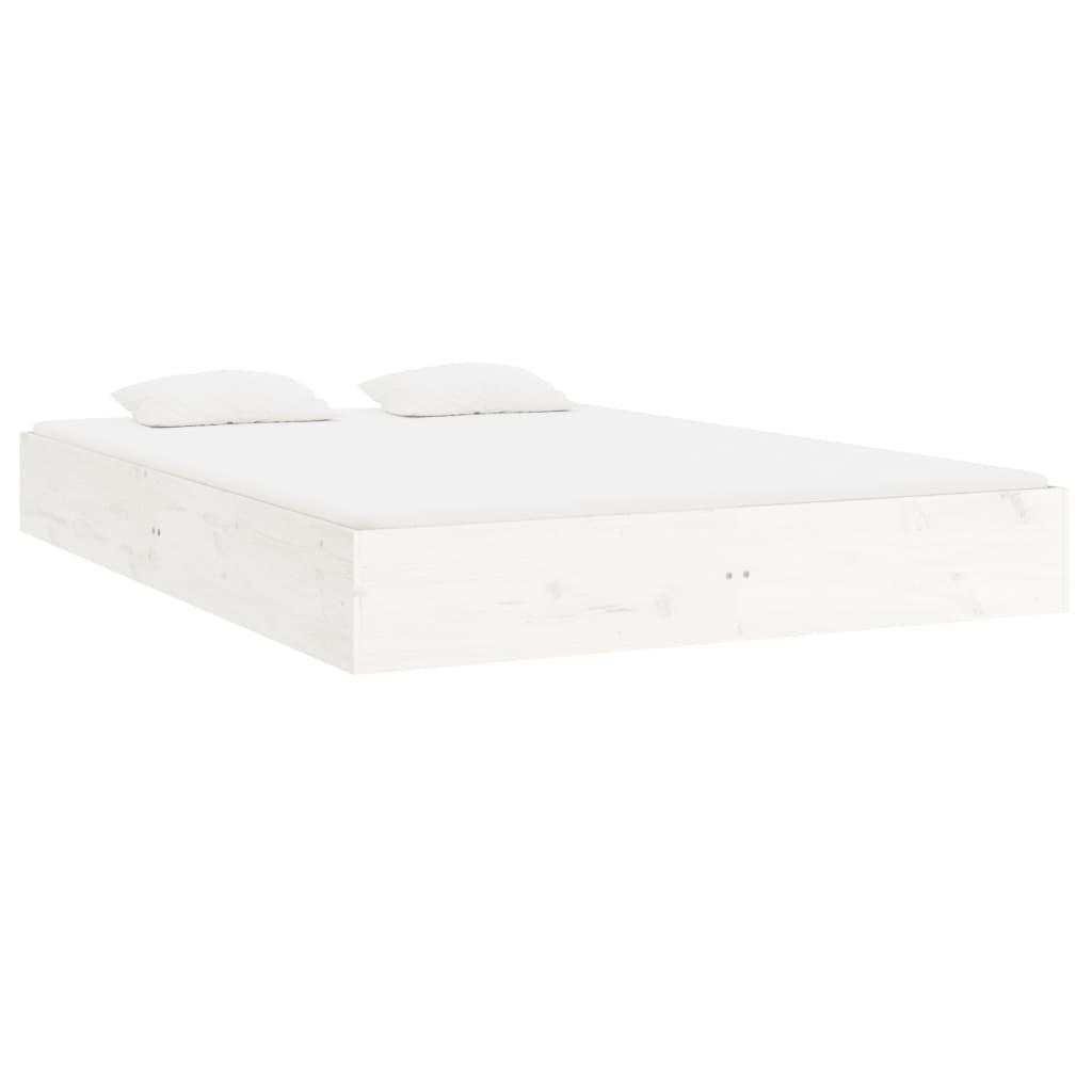 Bed Frame without Mattress White Solid Wood 150x200 cm