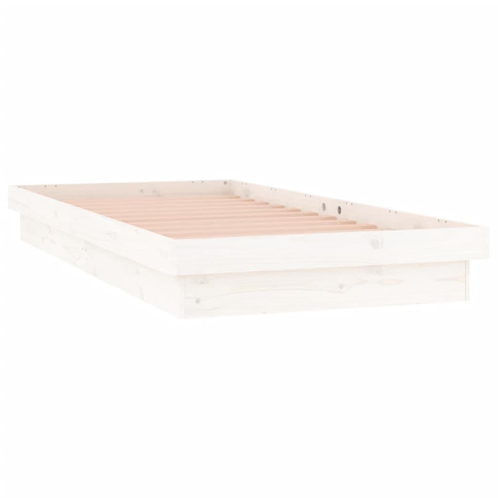 LED Bed Frame without Mattress White 90x190 cm Solid Wood