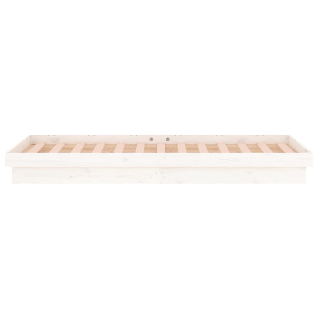 LED Bed Frame without Mattress White 90x190 cm Solid Wood