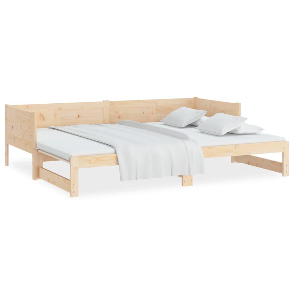 Pull-out Day Bed without Mattress Solid Wood Pine 2x(90x190) cm