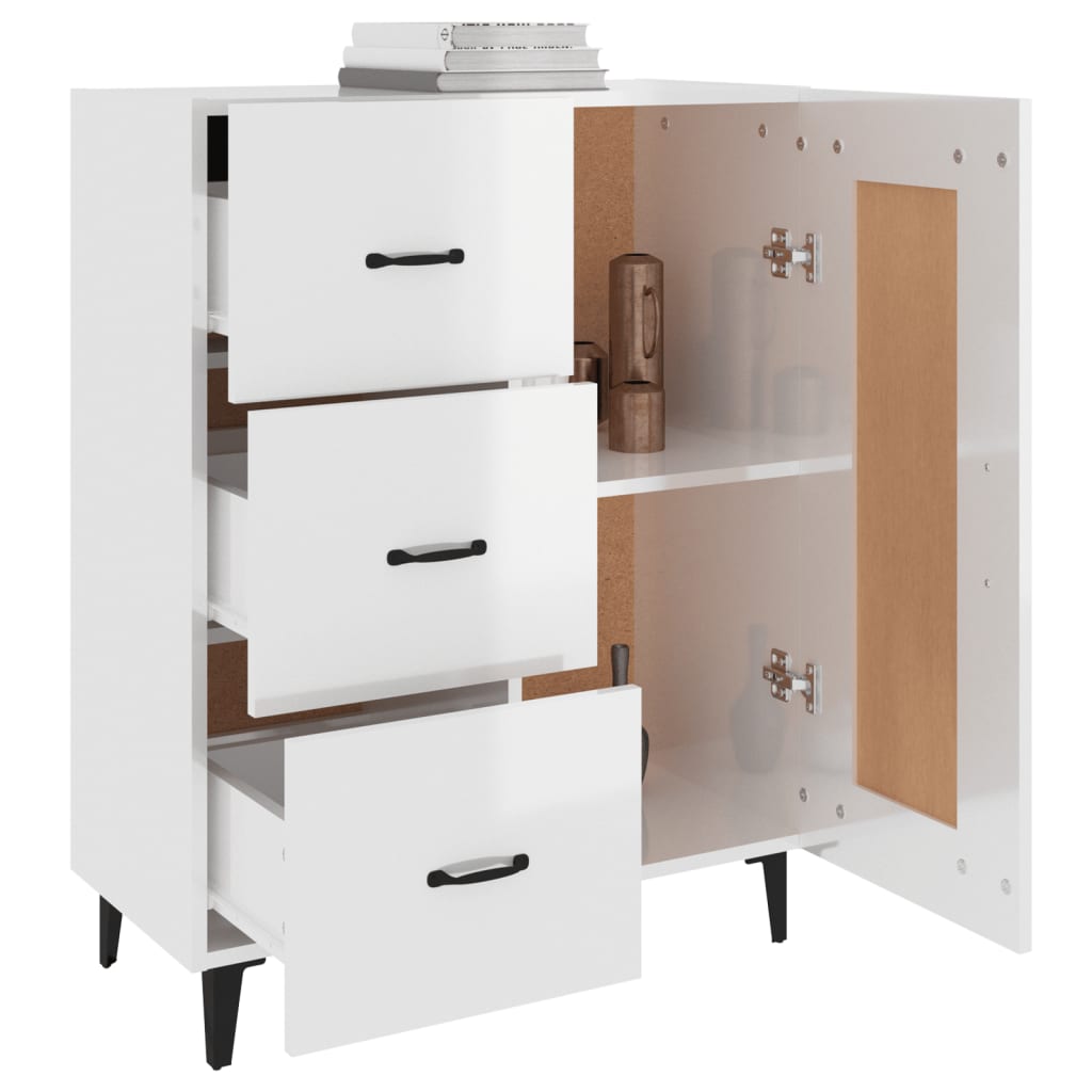 Sideboard High Gloss White 69.5x34x90 cm Engineered Wood
