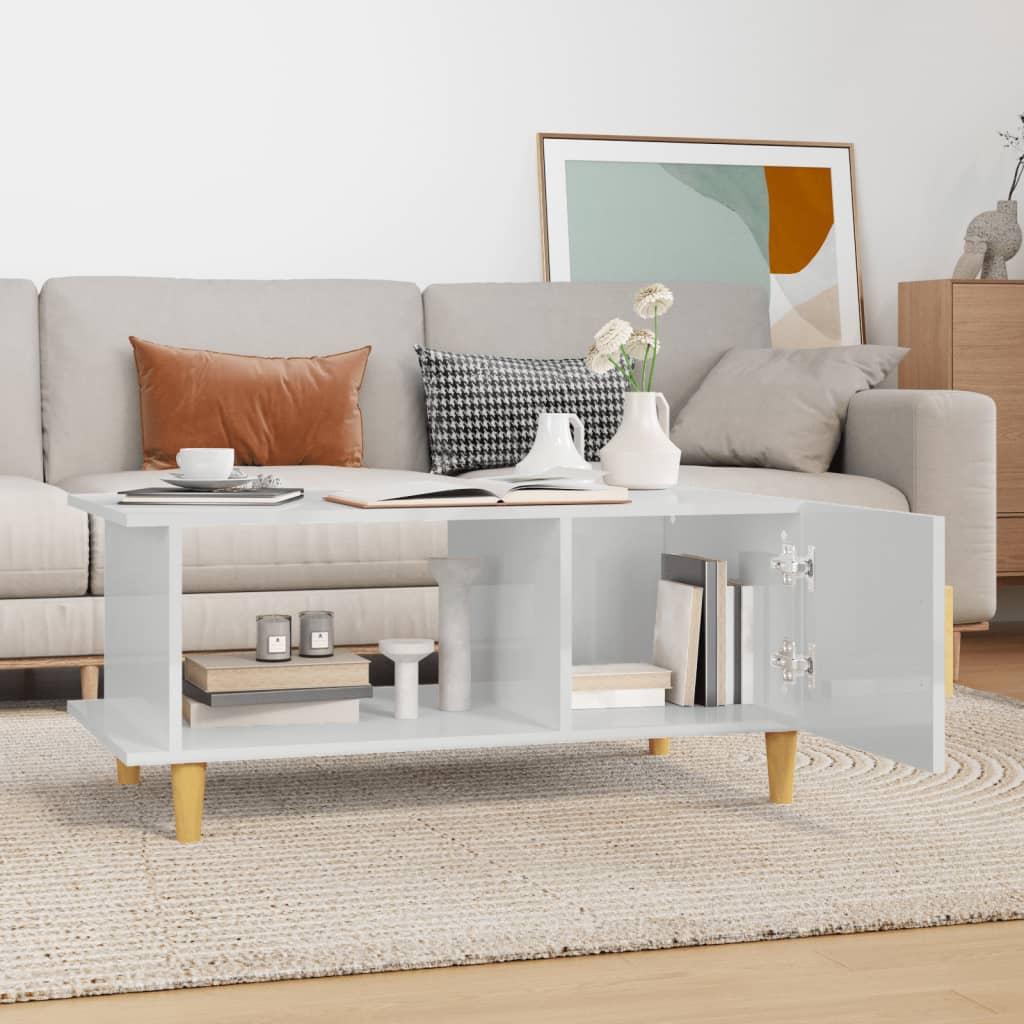 Coffee Table High Gloss White 90x50x40 cm Engineered Wood