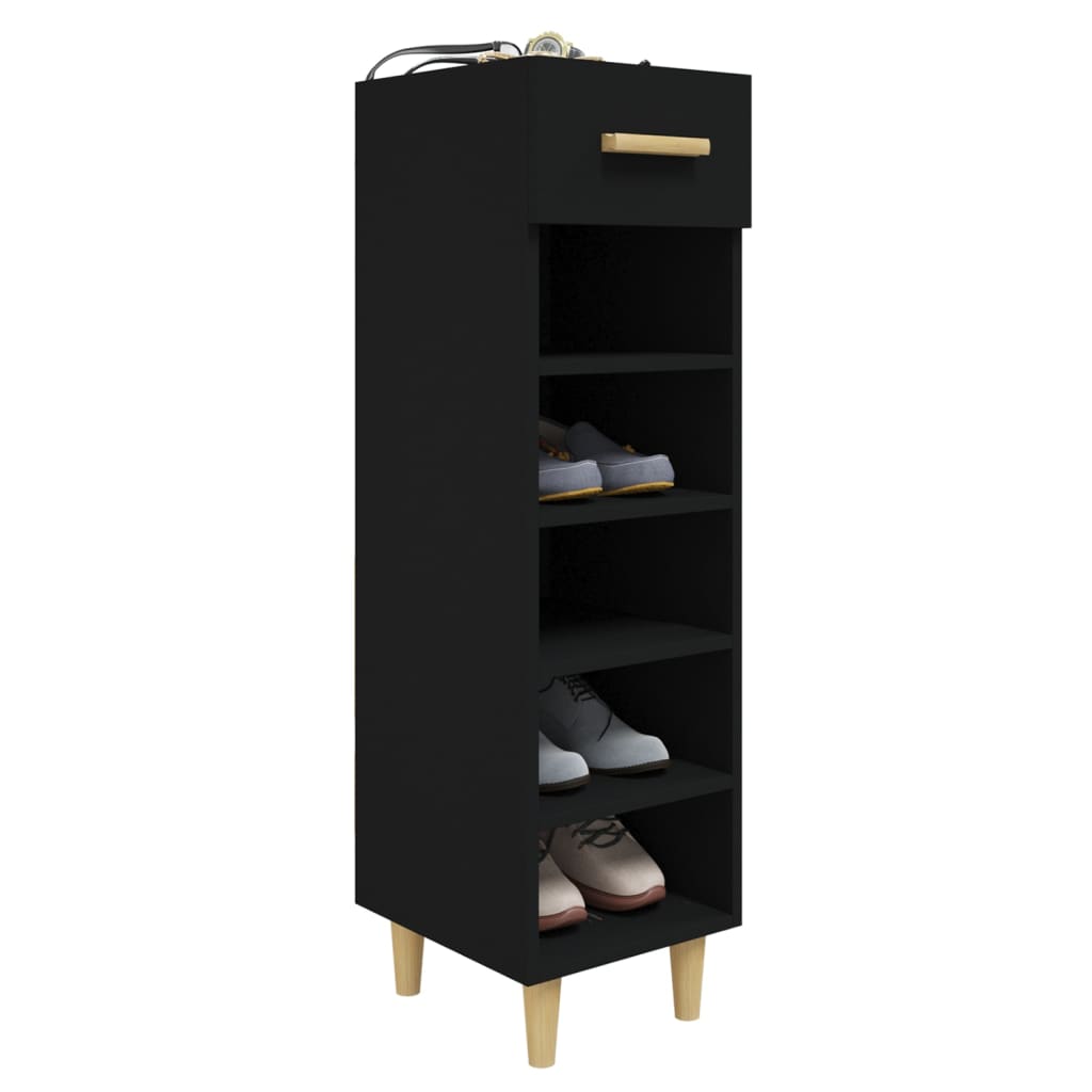 Shoe Cabinet Black 30x35x105 cm Engineered Wood
