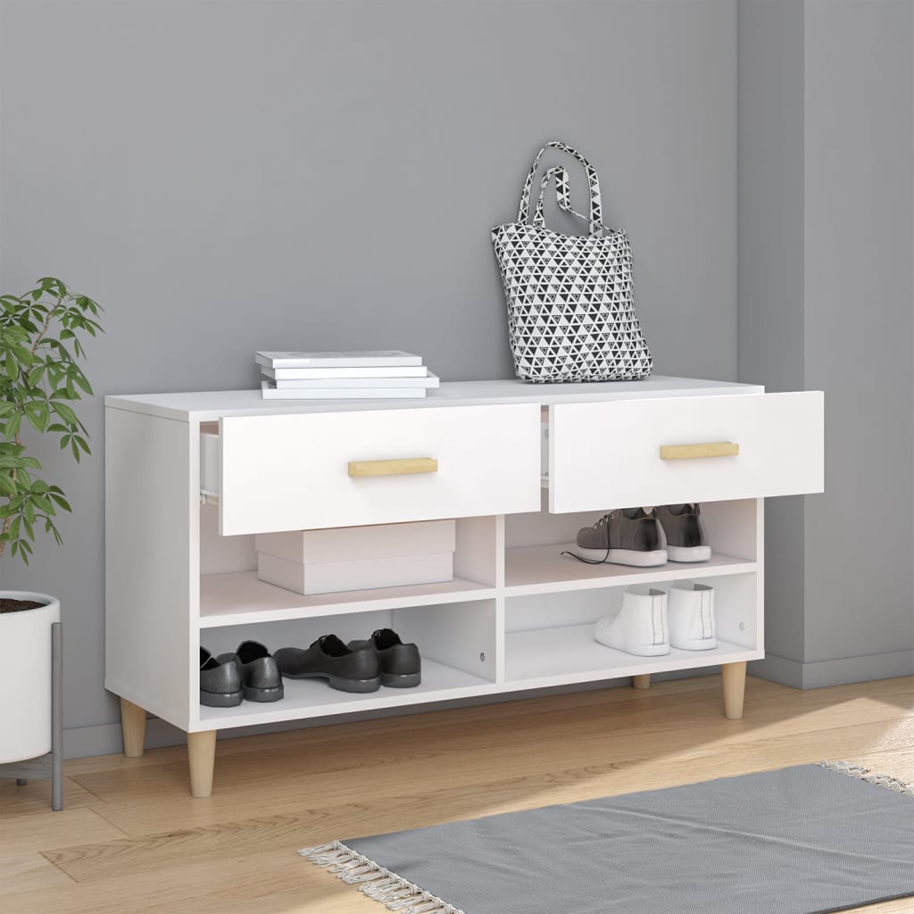 Shoe Cabinet White 102x35x55 cm Engineered Wood