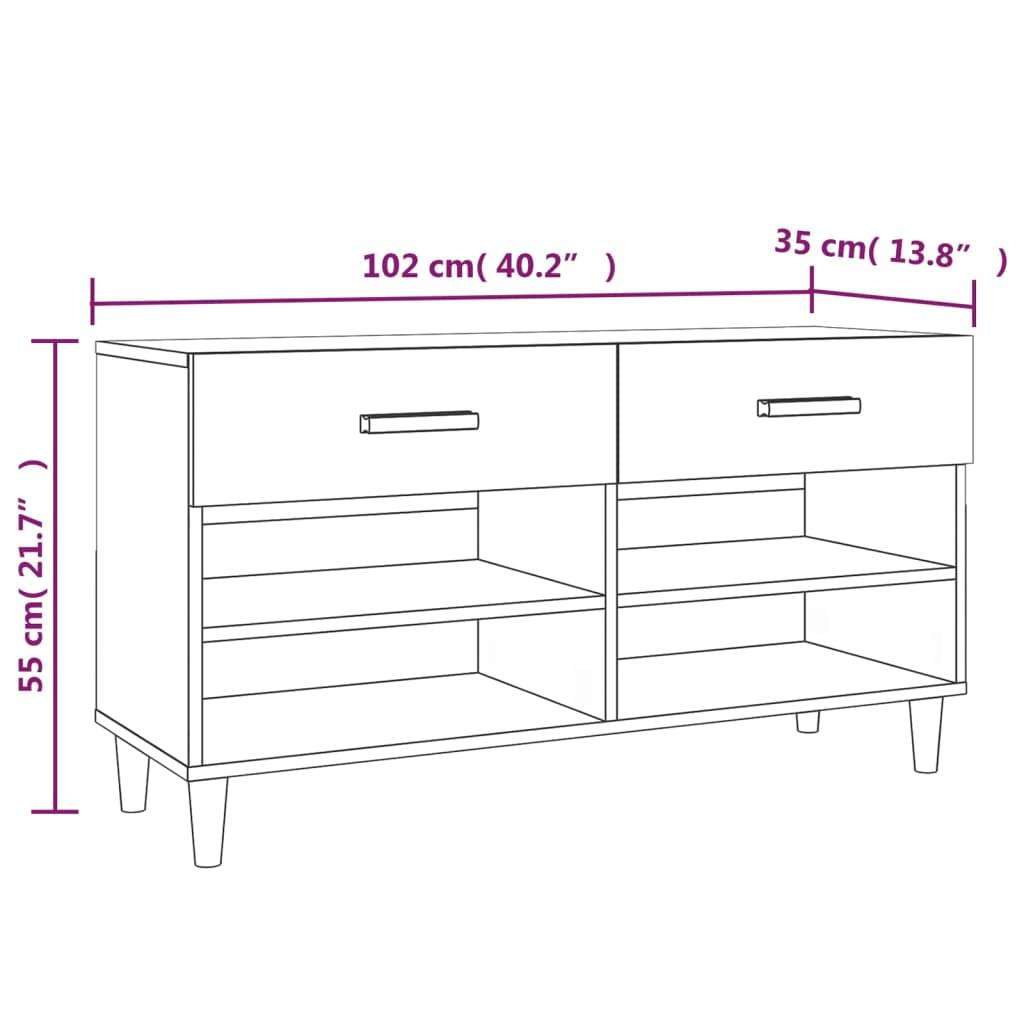 Shoe Cabinet White 102x35x55 cm Engineered Wood