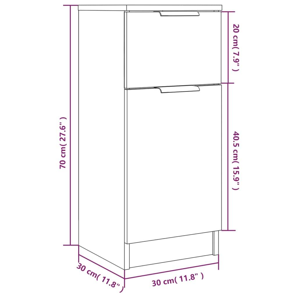 Sideboards 2 pcs Brown Oak 30x30x70 cm Engineered Wood