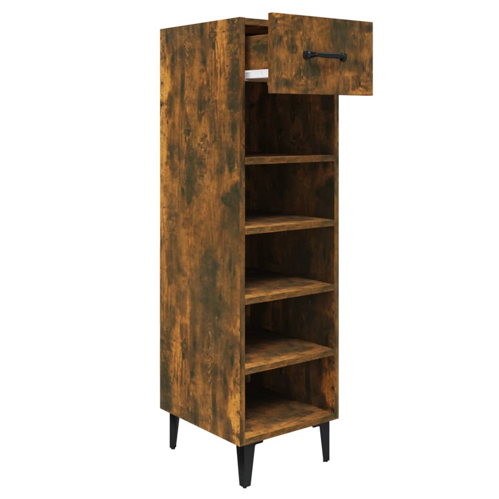 Shoe Cabinet Smoked Oak 30x35x105 cm Engineered Wood
