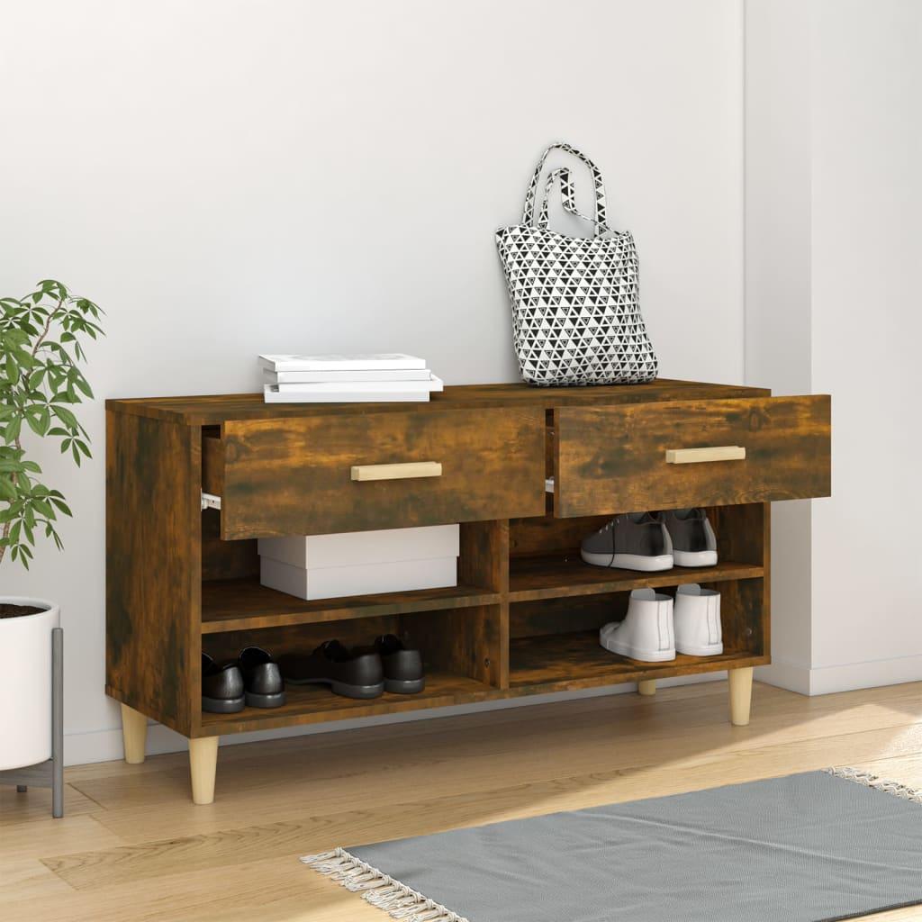 Shoe Cabinet Smoked Oak 102x35x55 cm Engineered Wood