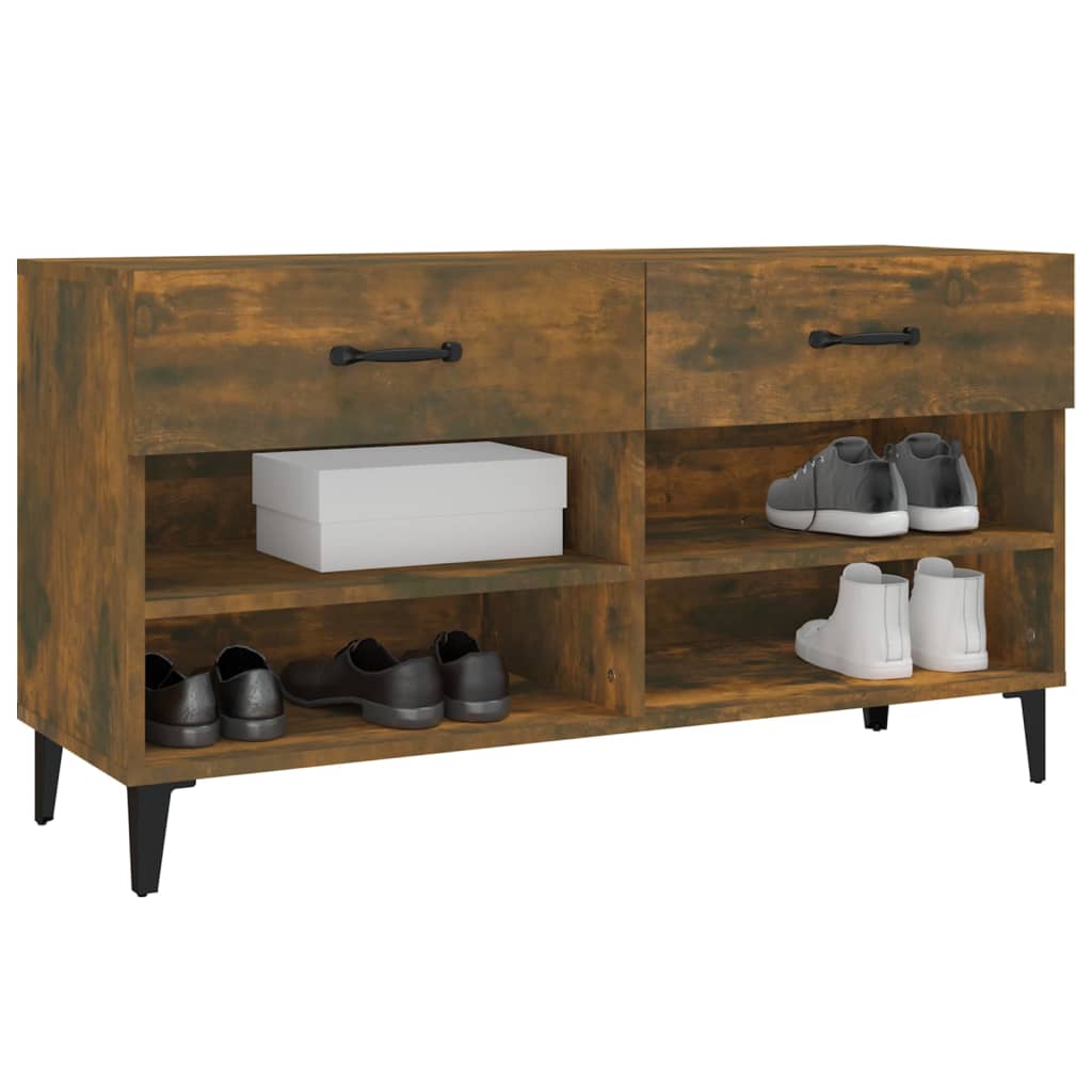 Shoe Cabinet Smoked Oak 102x35x55 cm Engineered Wood
