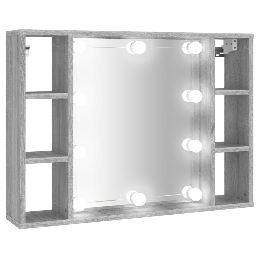 Mirror Cabinet with LED Grey Sonoma 76x15x55 cm