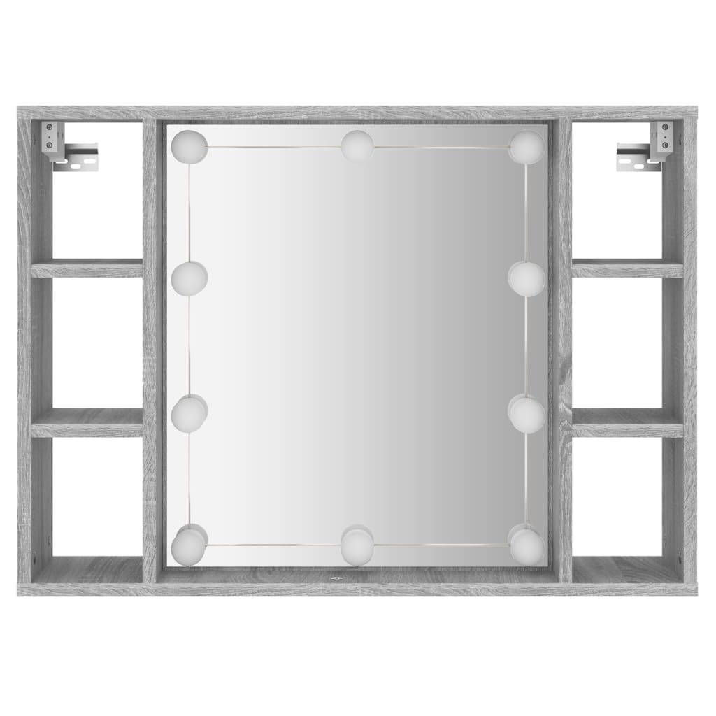 Mirror Cabinet with LED Grey Sonoma 76x15x55 cm