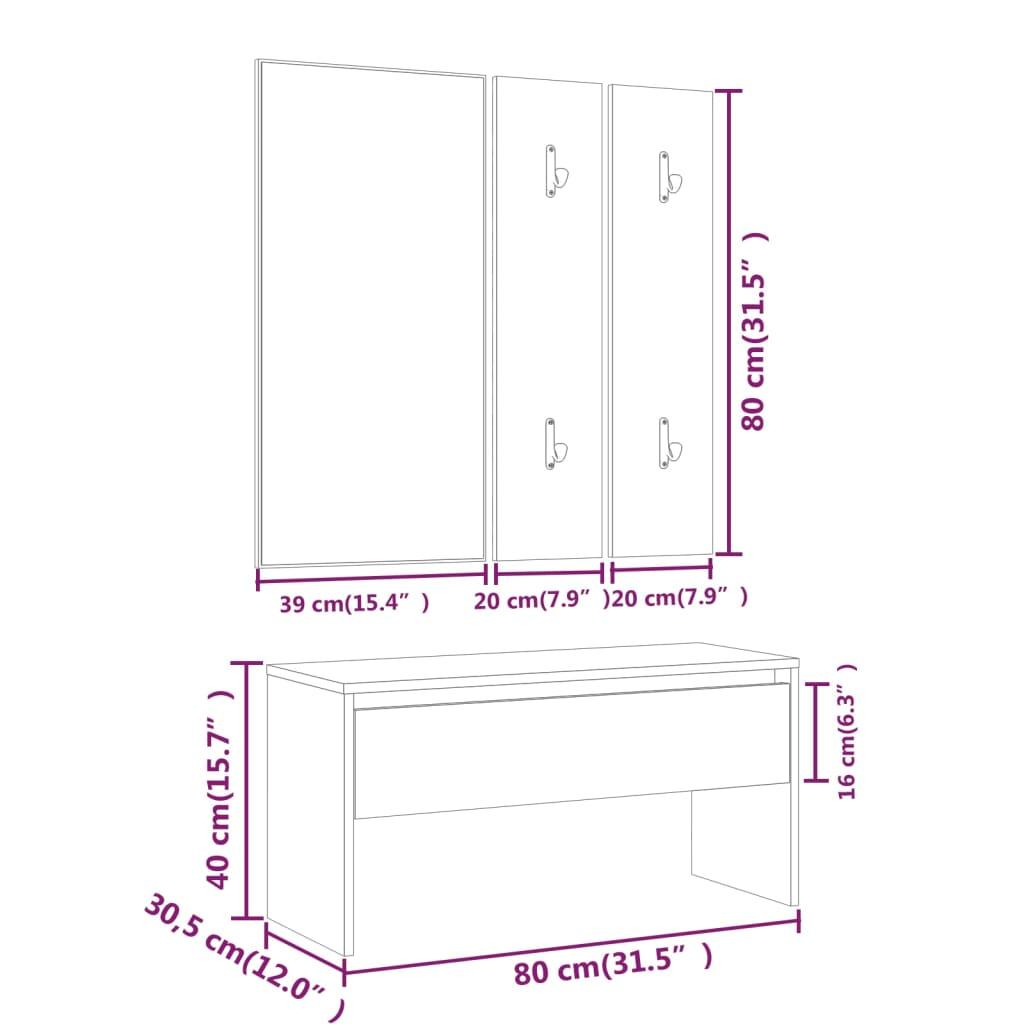 Hallway Furniture Set Grey Sonoma Engineered Wood