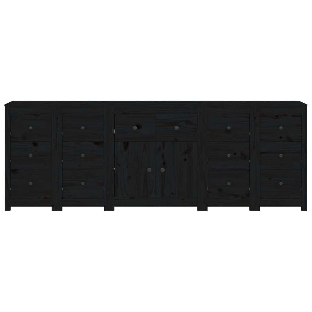 Sideboard Black 230x35x80 cm Solid Wood Pine