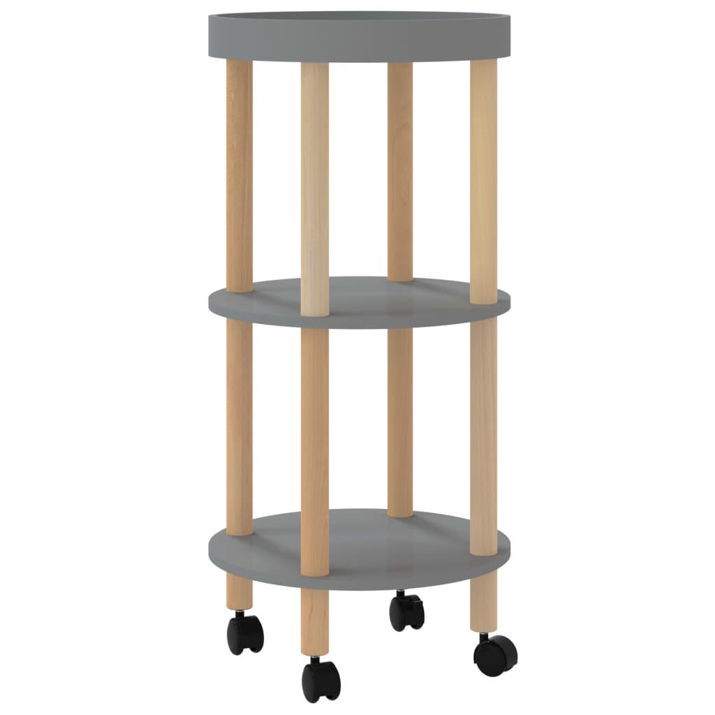 3-tier Trolley Grey 38x38x82cm Engineered Wood&Solid Wood Pine