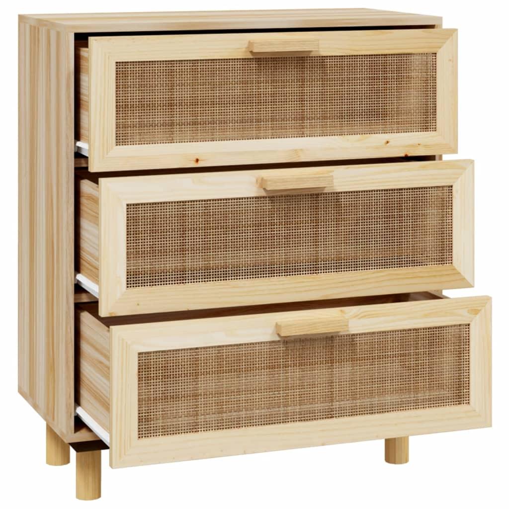 Sideboard Brown 60x30x70 cm Solid Wood Pine and Natural Rattan