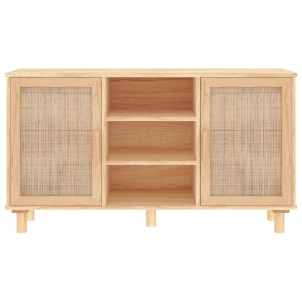 Sideboard Brown 105x30x60 cm Solid Wood Pine and Natural Rattan