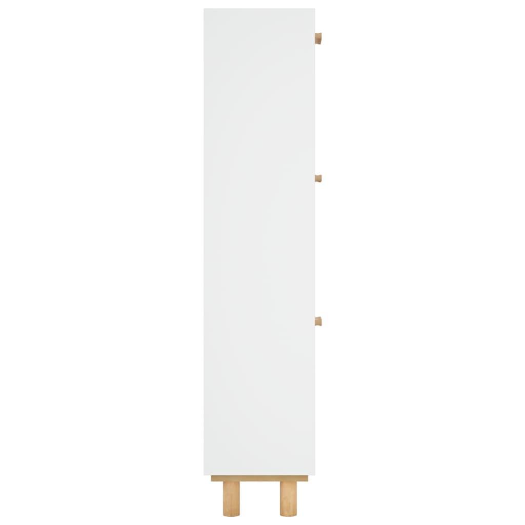 Shoe Cabinet White 52x25x115 cm Engineered Wood and Natural Rattan