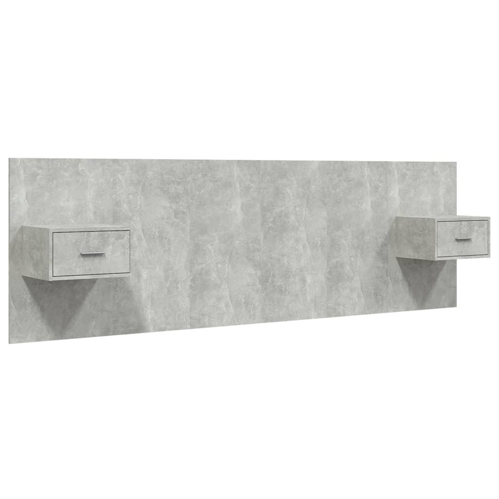 Bed Headboard with Cabinets Concrete Grey 160 cm Engineered Wood