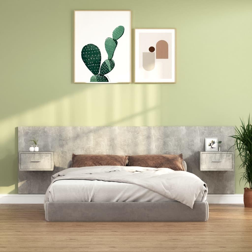 Bed Headboard with Cabinets Concrete Grey 160 cm Engineered Wood