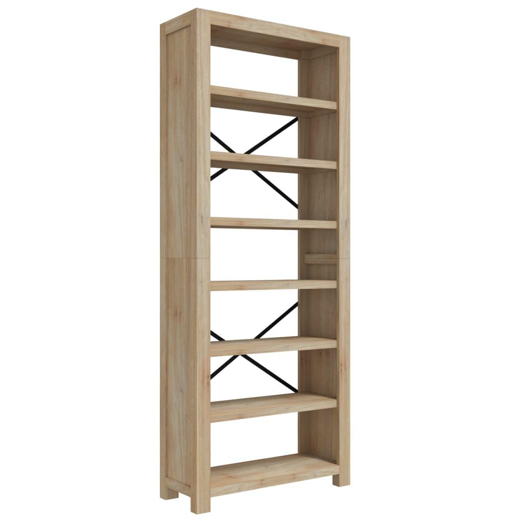 7-Tier Bookcase 80x30x200 cm Solid Wood Acacia